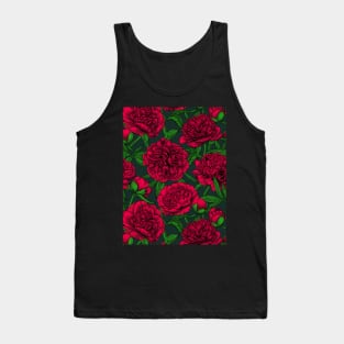 Night peony garden in red and green Tank Top
